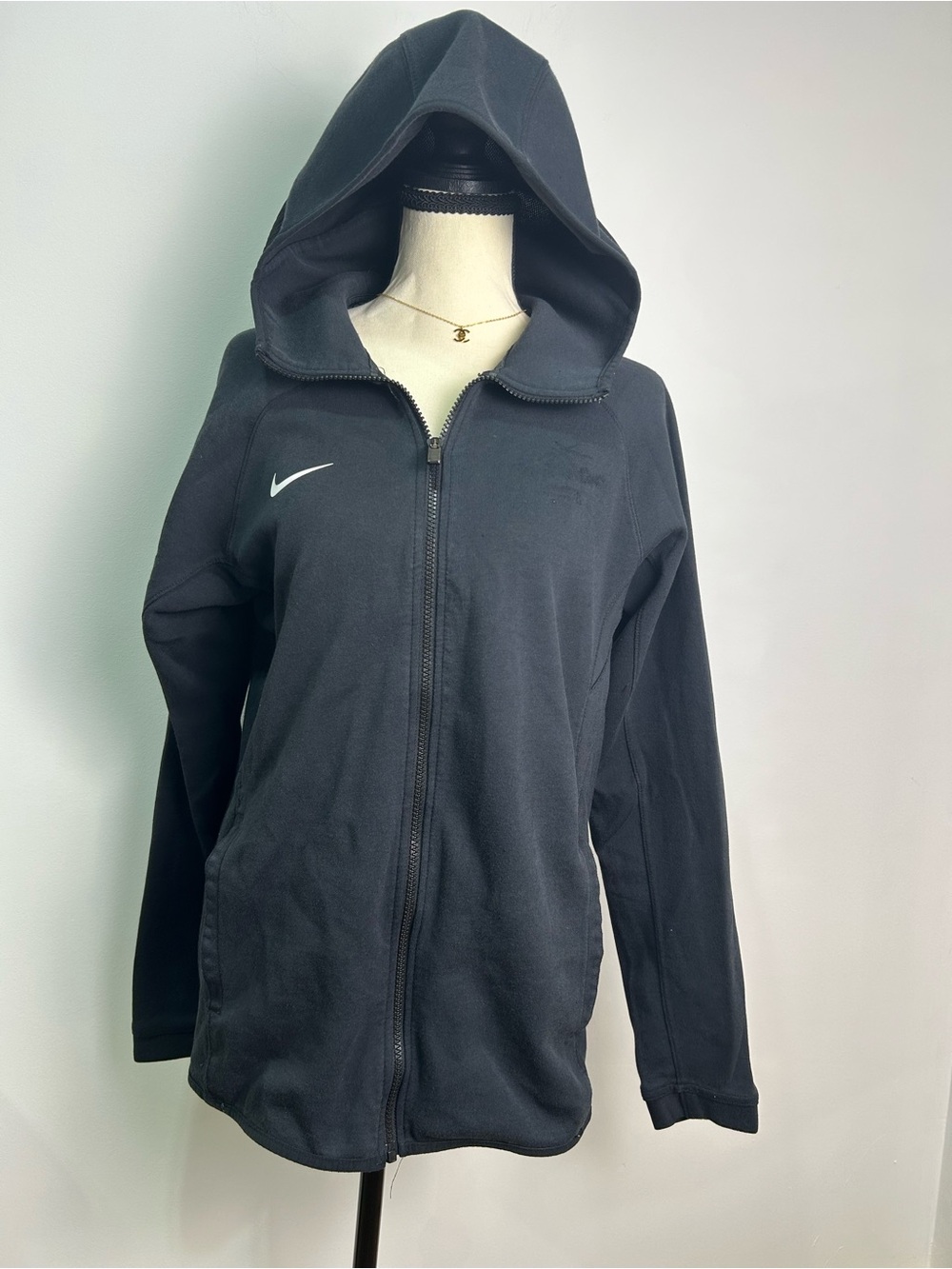 Nike Women's Black Zip-Up Hooded Fleece Jacket